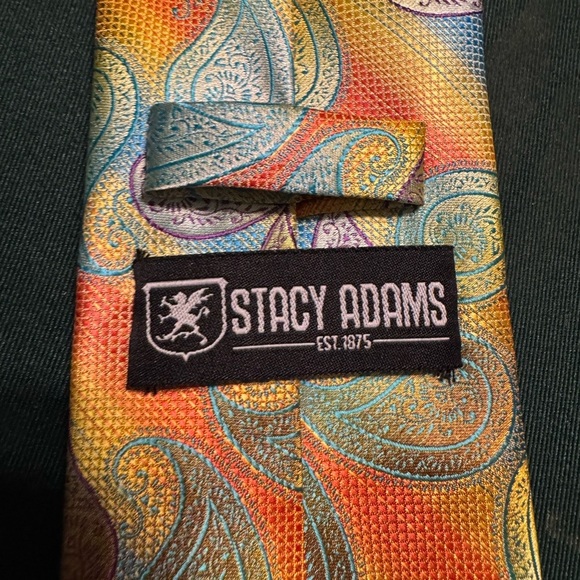 Beautiful Gold Paisley Stacy Adam Neck Tie in EUC and with Fast Shipping - Picture 6 of 7